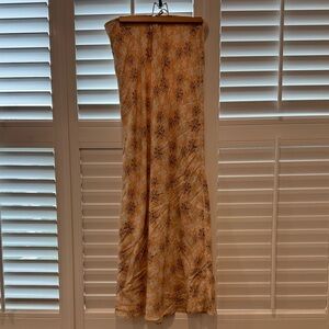 Elegant Floral Tan Maxi Skirt
